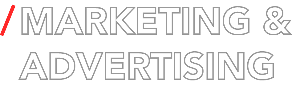 MARKETING & ADVERTISING a black background with white text